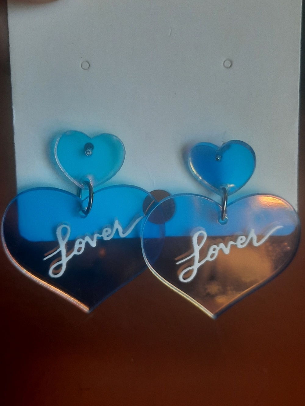 Blue 'Lover' Heart Dangle Earringsi nspired By Taylor Swift Song